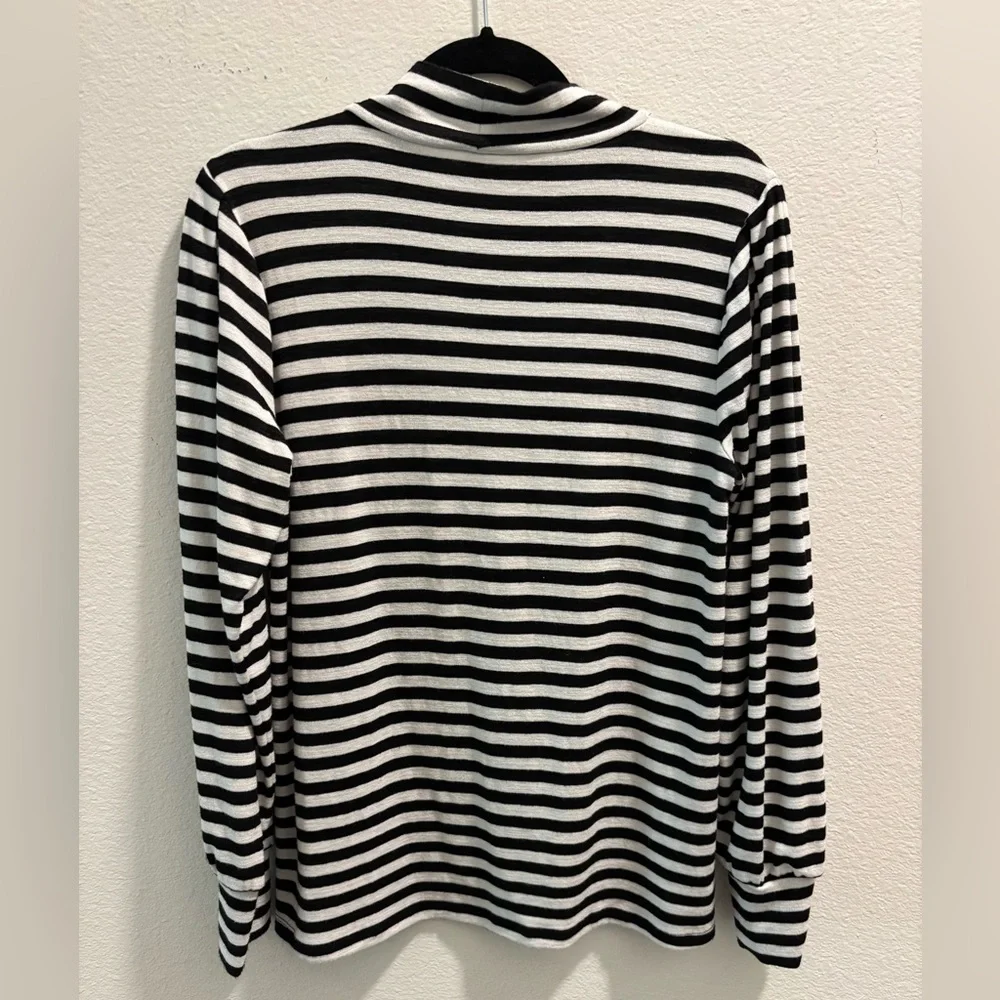 LOFT Black and White Striped Turtleneck Sweater Top, size M - Picture 5 of 6